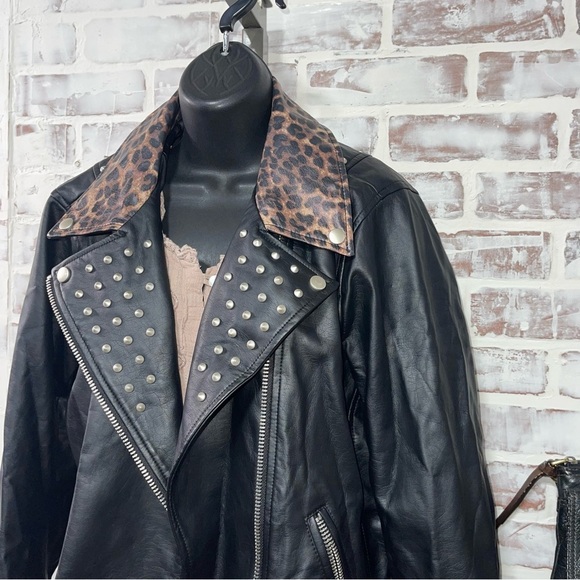 Torrid Black Bomber moto Jacket with Studded Collar by Betsy Johnson
